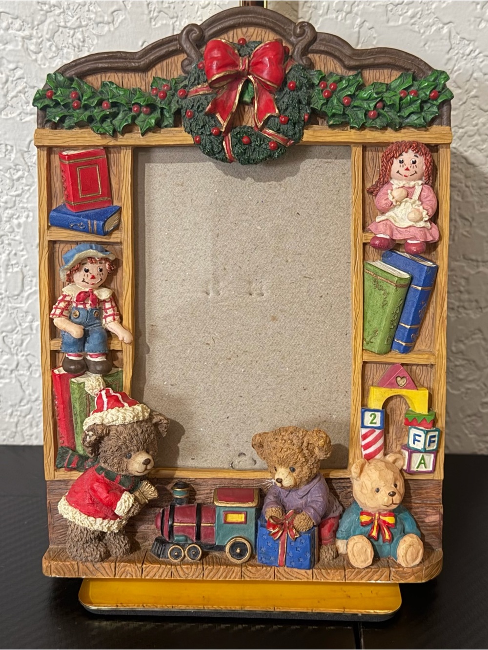 Vnt Raggedy Ann Christmas Holiday Tradition Photo Frame Bears  Resin 4x6 Photo
